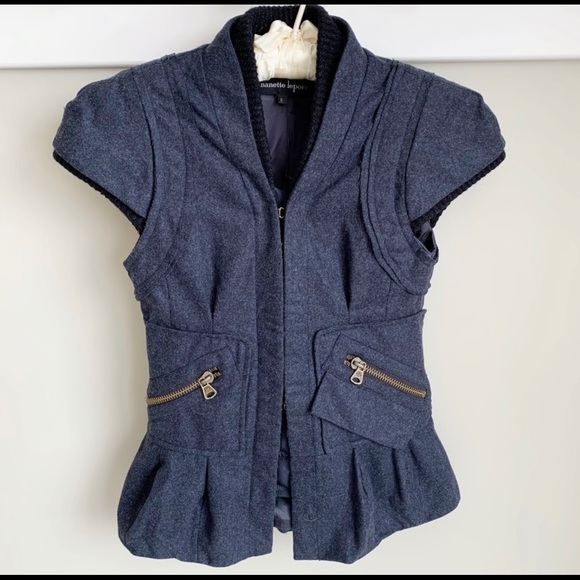 Nanette Lepore Cap Sleeve Corset Charcoal Jacket - Picture 1 of 8